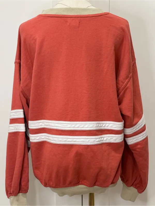 Anthropologie Pilcro Pep Rally Oversized Crewneck Sweatshirt XS Red Panther - Image 7