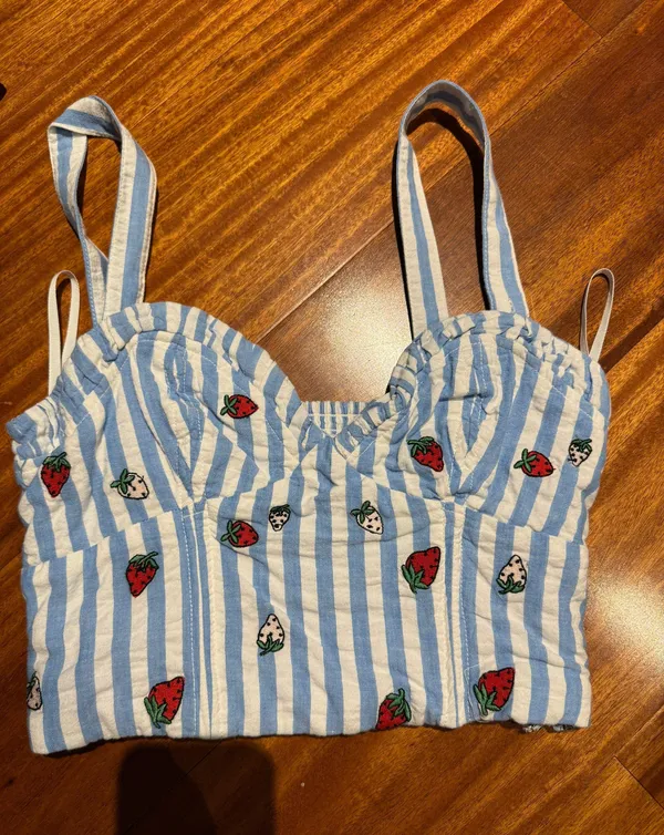 Reformation Anthropologie Maeve Strawberry Top - Image 2