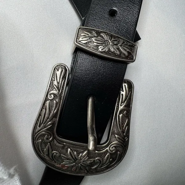 Western Belt Silver Buckle Adjustable Faux Leather Boho Chic Style - Image 14
