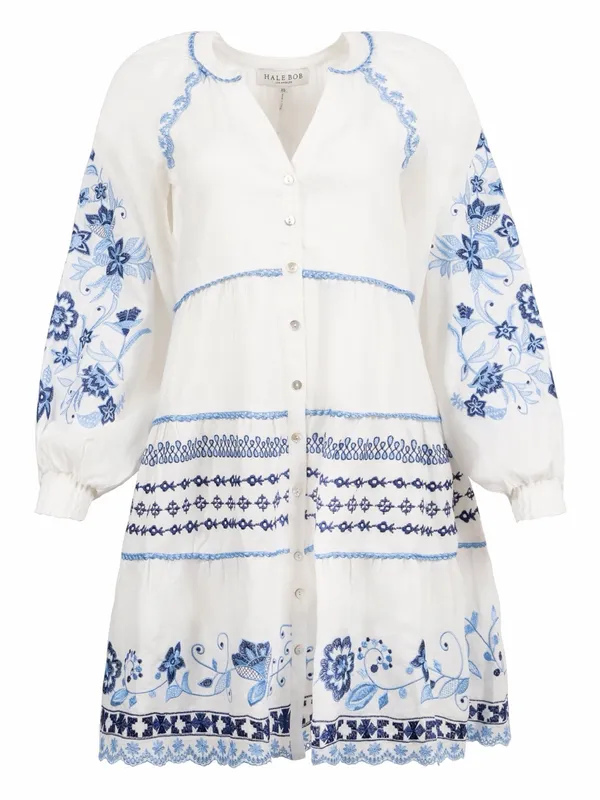 Hale‎ Bob Venice Embroidered Linen Dress Medium NWT - Image 4
