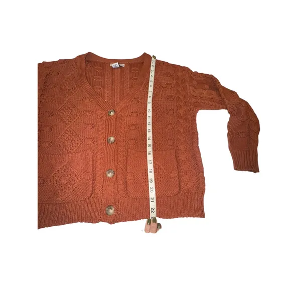 Sincerely Jules Rust Orange Cable‎ Knit Cardigan Sweater Women's Size Small NWOT - Image 4