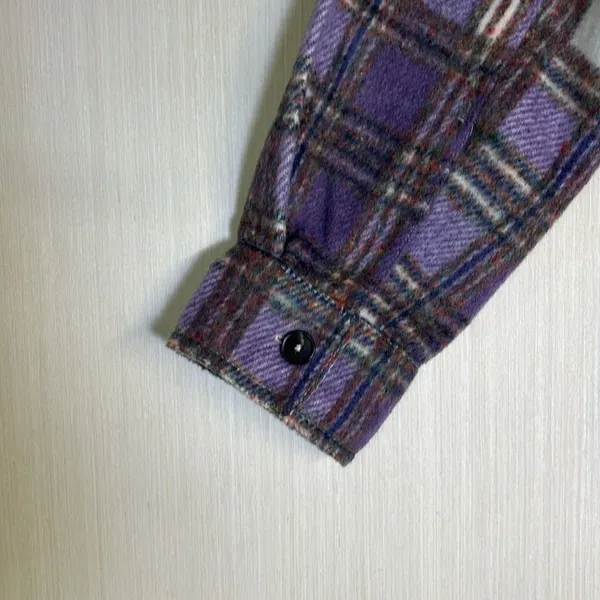 Sky to Moon Purple Plaid Button Down Shacket Jacket SM-J60002A Womens‎ small - Image 9