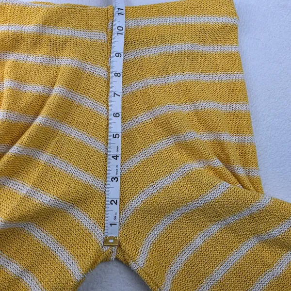 Zara Women Yellow White Striped Knit Wide Leg Pants High Rise Boho Summer Small - Image 7