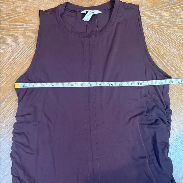 Spanx Sleek Jersey Crewneck Ruched Midi Dress Sleeveless Brown Sz Medium 21831R‎ - Image 8