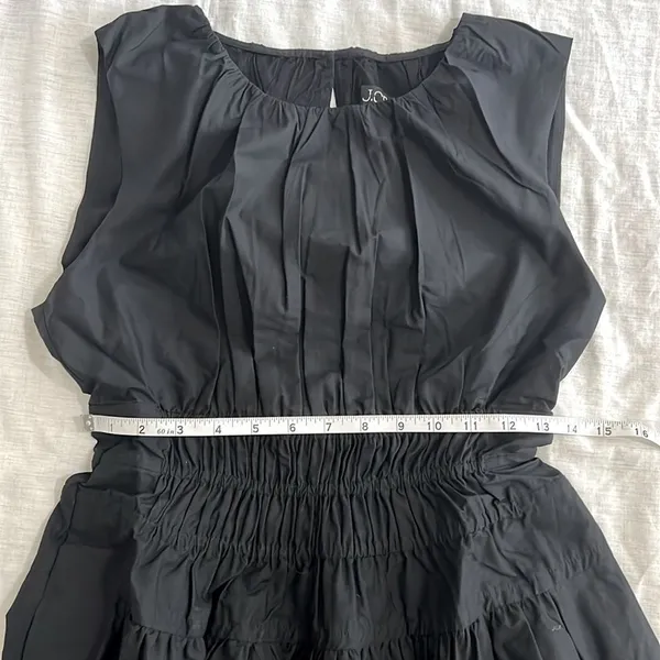 J. Crew Sleeveless Midi Dress Poplin Cotton Black Smocked Size Small Petite‎ - Image 8