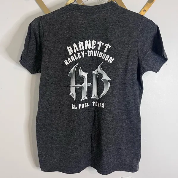 Harley Davidson Barnett El Paso Texas Graphic Tee Small Grey Vintage 00s - Image 6