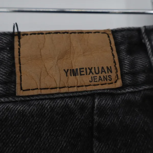 Yimeixuan Jeans Black Denim Button Front Mini Skirt High Waist A-Line Size L - Image 4