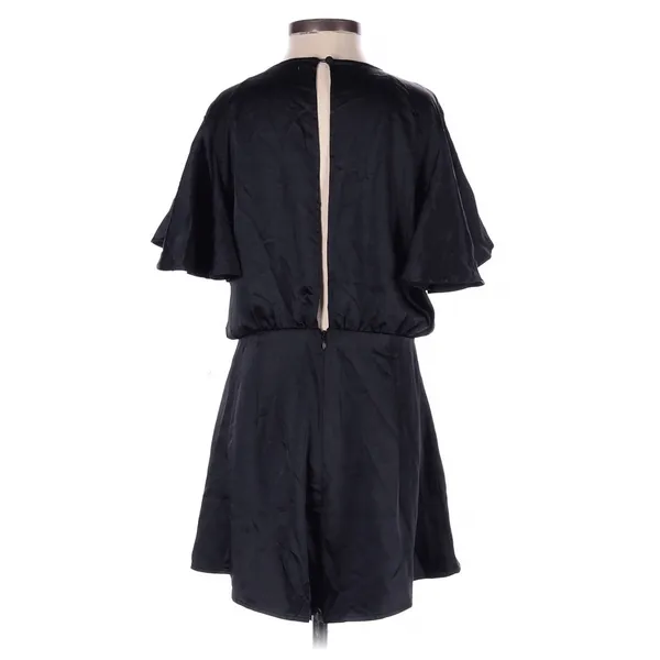 Altar'd State Black Satin Romper Small Flutter Sleeve Tie Front Coquette Party - Image 5