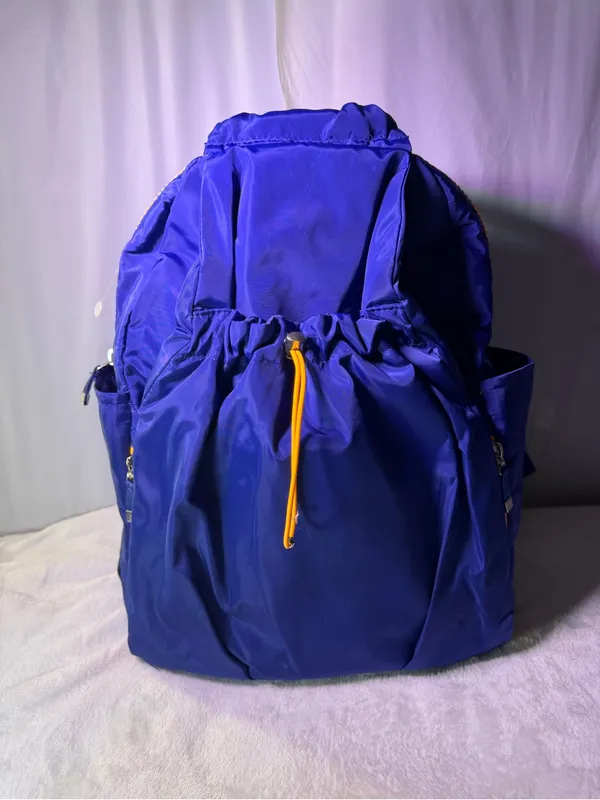 Baggallini Royal Blue Nylon Drawstring Backpack with Yellow Accent - Image 2