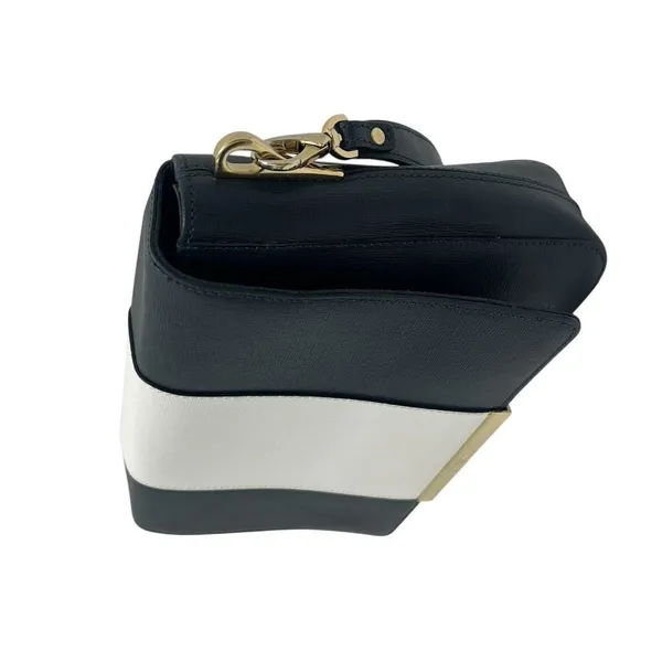 Ripani Italian Leather Handbag Purse Shoulder Bag Navy Blue white Nautical Italy - Image 4