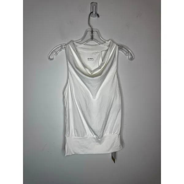 OGL Women Small White Stretch Linen Blend Cowl Neck Tank Top Brand New - Image 3