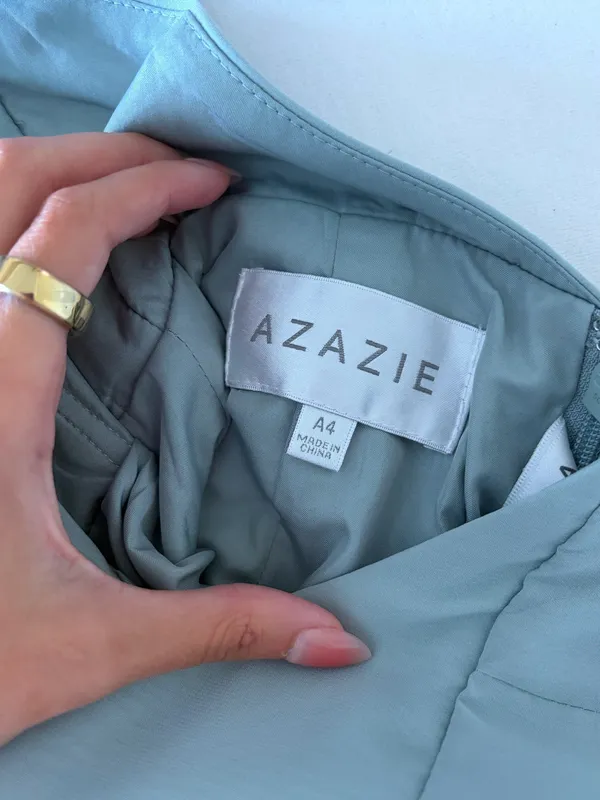 Azazie Bridesmaid Dress Green Agave - Image 4