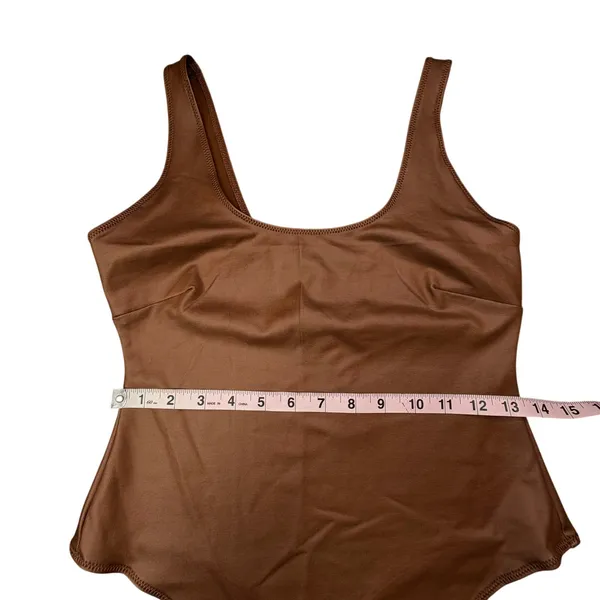 SKIMS Wet Jersey Tank Bodysuit Copper M Medium NWT Faux Leather Look BS-TNK-0801 - Image 7