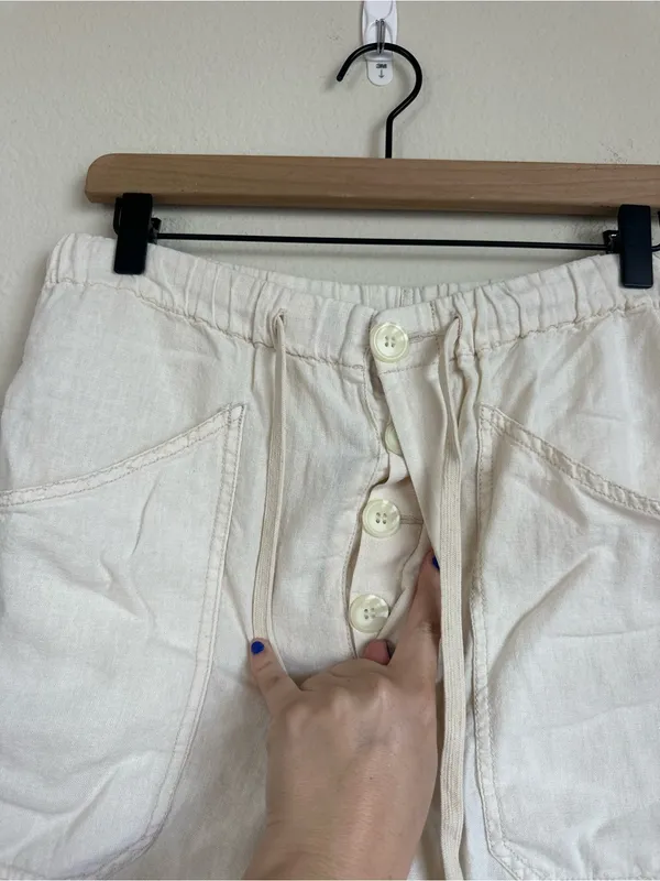 Free People Linen Rayon Raw Hem Beach Shorts - Image 5