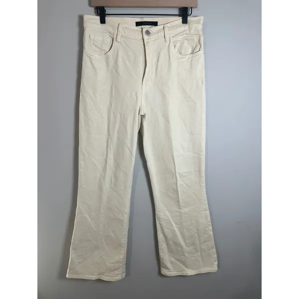 J Brand Julia High Rise‎ Flare Jeans Amaya Cream Cropped 29 - Image 4