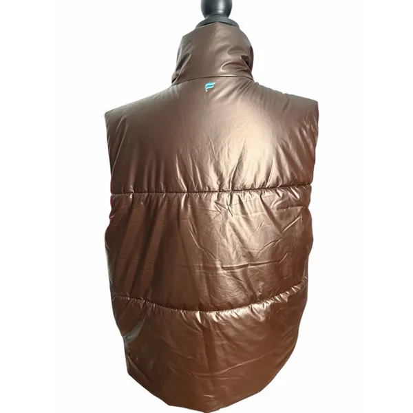 Fabletics Oversized Puffer Vest Cacao / Aqua Beach Medium - Image 2