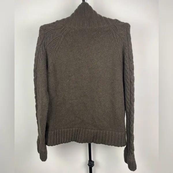 Revolve Tovar Brown Wool‎ Blend Leather Strap Closure Cable Knit Sweater Size XL - Image 6