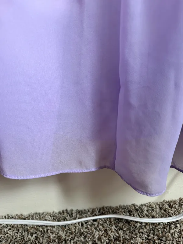 Azazie Zeya Lilac A-Line V-Neck Pleated Chiffon Dress Size 6 - Image 11