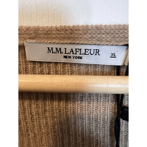 M.M. LaFleur Sophie 100% Cashmere Sweater XL Deep Flax Knit V-Neck Bell Sleeve - Image 6