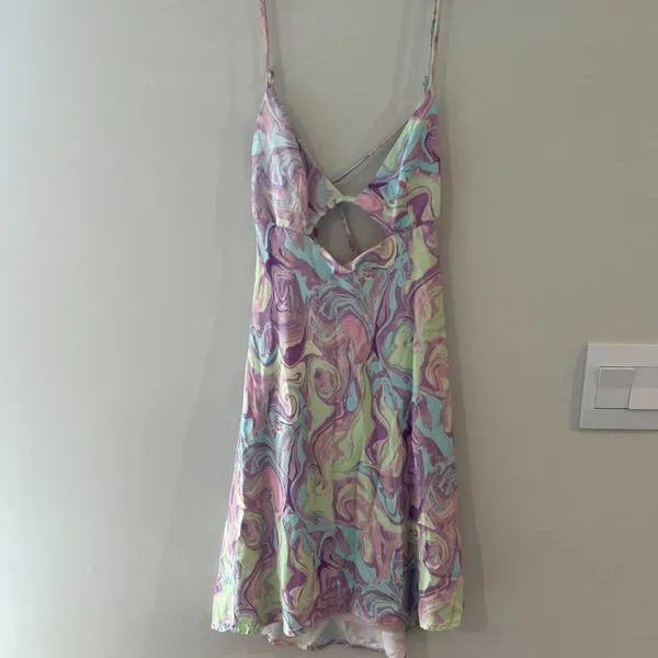 Zara Tie Dye Cutout Satin Mini Dress Sz M - Image 8