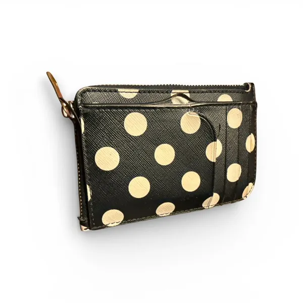 Kate Spade Black and Cream L-zip Dot Card Holder - Image 7