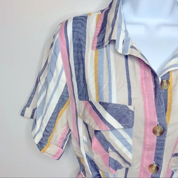 Style Envy Striped Button Down Dress Size M‎ Pink Size M - Image 5