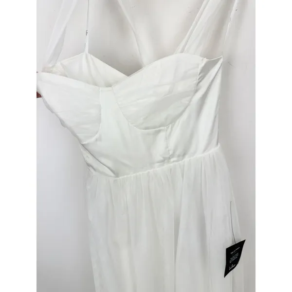 Lulus Twirling For You Ivory Lace-Up Bustier Tulle Midi Dress A Line Large NWT - Image 8