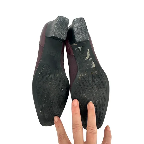 Vintage Naturalizer Jeannie Pumps Women 7.5 M Burgundy Fabric 2" Block Heel - Image 4