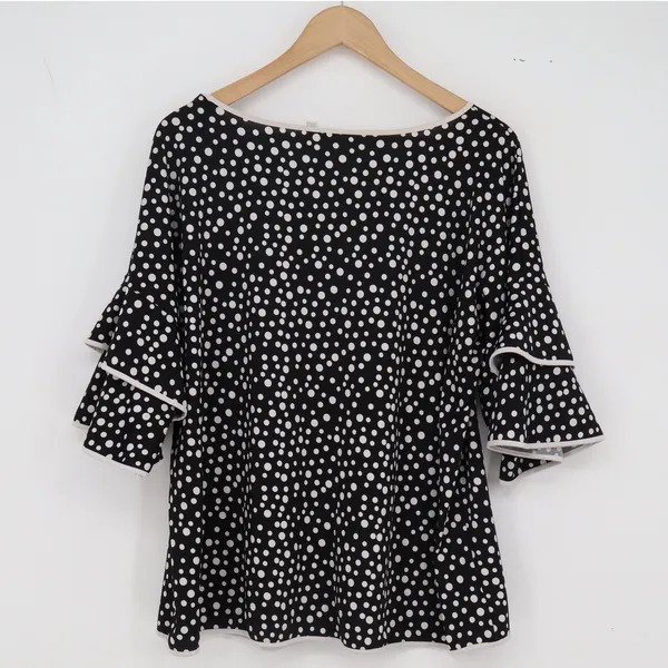 Unbranded Top Womens 2X Black Polka Dot Ruffle Sleeve Excellent - Image 4