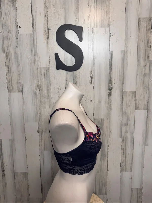 Victoria's Secret PINK Floral Lace Longline Bralette Womens S Navy Blue Multicol - Image 8