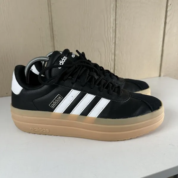 Adidas VL Court Bold Platform Sneakers Women Size 10 Black White Gum IH3081 - Image 2