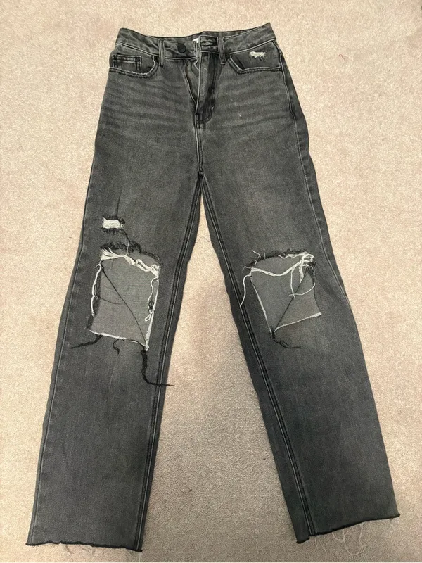 Pacsun black/dark grey ripped 90s boyfriend jeans - Image 3