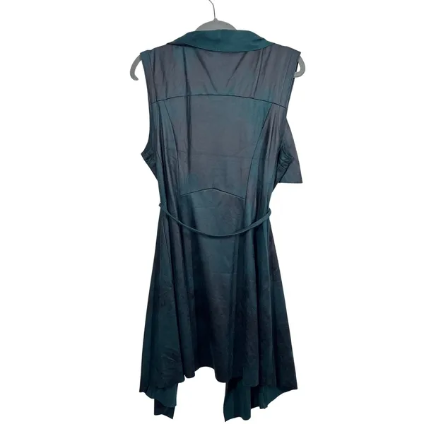 Shinestar Women Teal Ombre Open Front Long Vest Duster Tie Waist Size L - Image 4