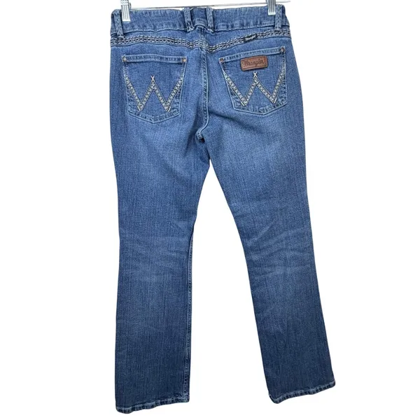 Wrangler Sadie Retro Embroidered Mid Rise Western Denim Bootcut Jeans 7x32 - Image 6