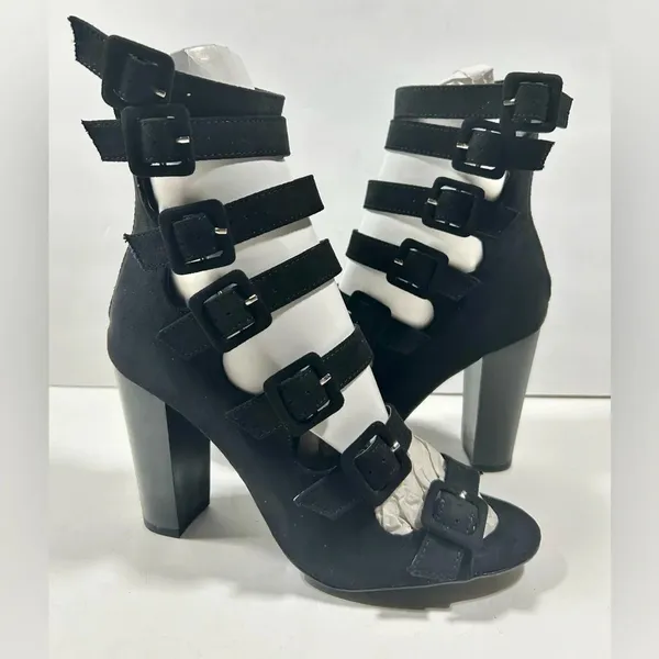 NIB!Olivia Jorgensen "Murray" 7 Buckles - Back Zipper - Pee a Boo Toe - Size 9 - Image 3