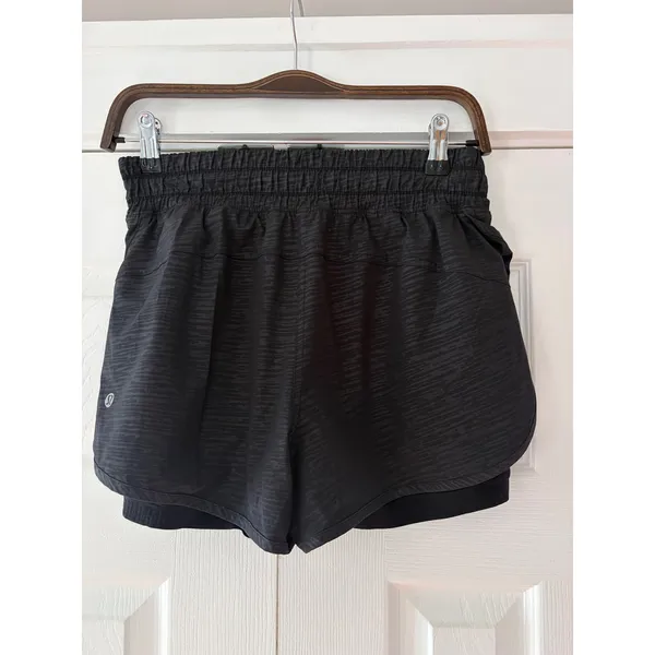 Lululemon Peloton Tracker‎ Short V 4 Black Jacquard Running Shorts Womens 8 - Image 2
