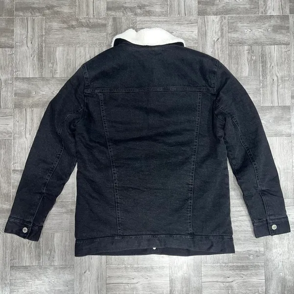 NEW Black Denim Sherpa Lined Jacket Size Small - Image 3