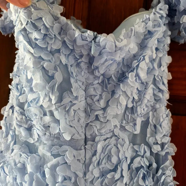 Faeriesty 3D Flower Off Shoulder Dress Size Small Light Blue Prom Homecoming - Image 6