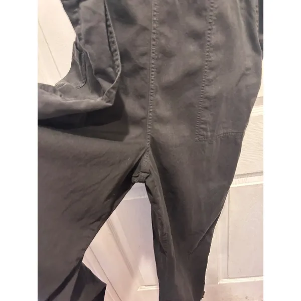 Aerie Werk & Play Twill Overalls Charcoal Gray Cotton Overalls Frayed Hem Size M - Image 2