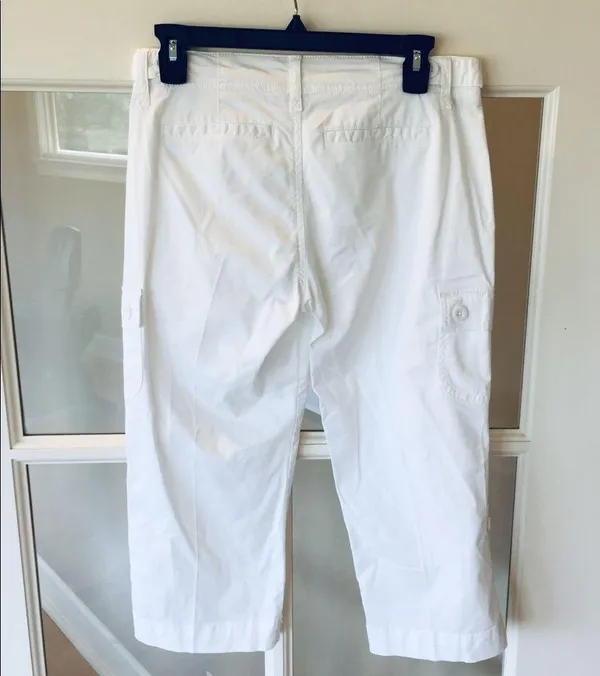 Pappagallo White Capris Crop Pants Womens 4P Cargo - Image 6