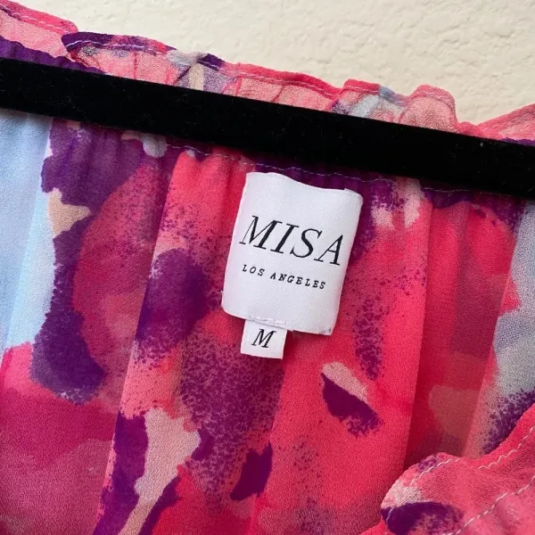 MISA Los Angeles Isella‎ Ruffled Floral Mini Dress pink blue size M - Image 10