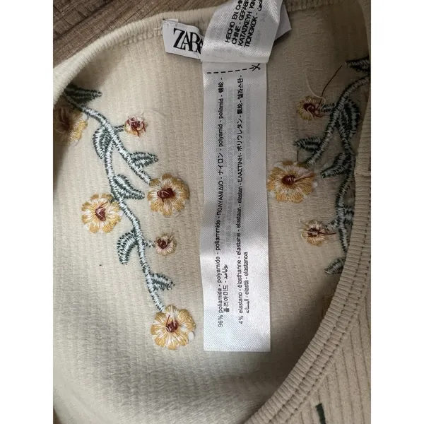 ZARA‎ SEAMLESS EMBROIDERED TOP | ZARA SUNFLOWERS Sz XS - Image 8