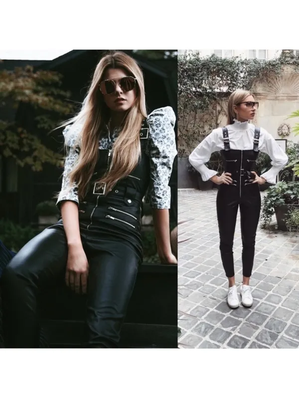 WeWoreWhat Vegan Leather‎ Moto Overalls Zipper Black XS NWT - Image 9