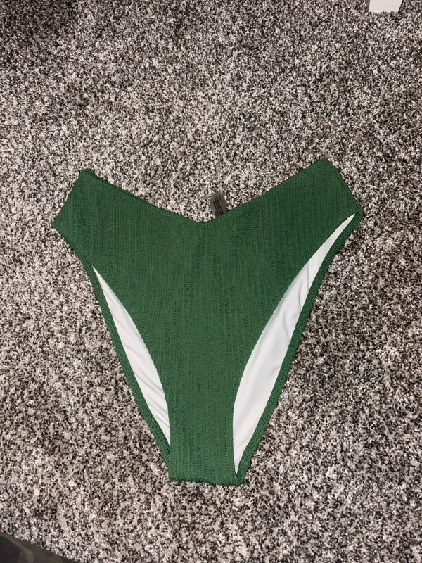 PINK Victoria's Secret Olive Green Ribbed Underwire Bikini - Image 4