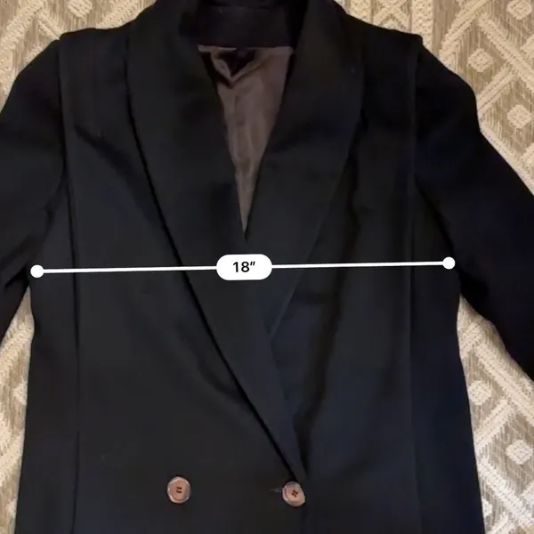 Jules Miller Black Oversize Wool Vintage 1980's Coat, Big Shoulders, S/M. - Image 6