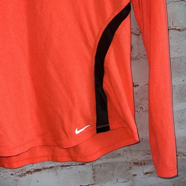 Nike Orange Black Mesh Long Sleeve DRIFIT Thumbhole Top size XL workout gym - Image 3