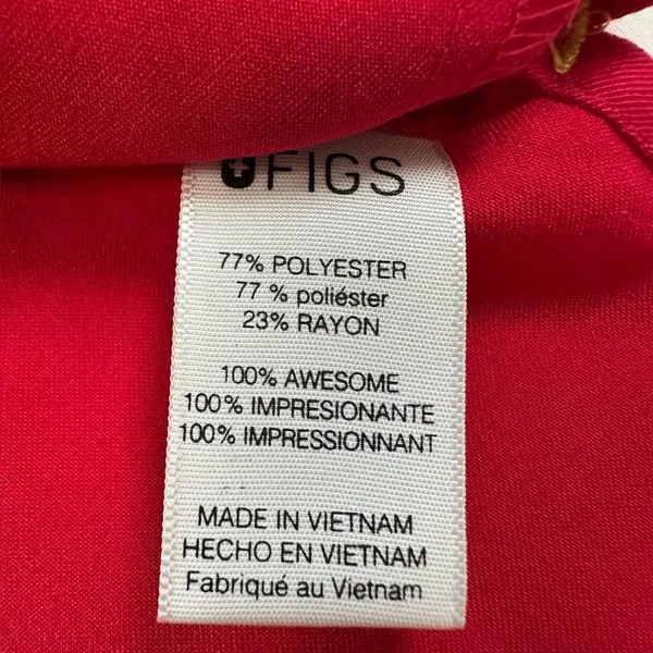 Figs Scrub Top Women’s XS Stretch Pockets Pink/Red Medical Wear - Image 10