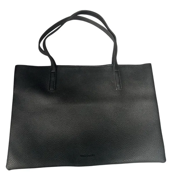 Vince Camuto Women's Black & Gray‎ Stripe Soft Vegan Pebbled Tote Bag - Image 2