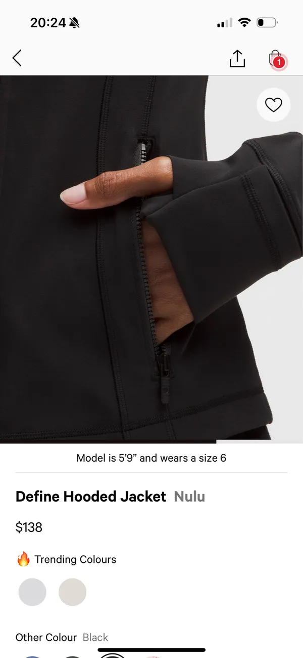 Define Hooded Lululemon Jacket Nulu 8 Black - Image 7