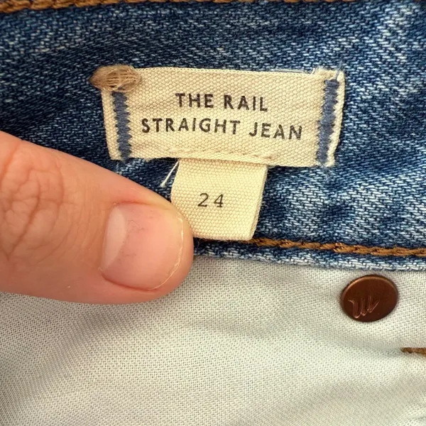 Madewell Women's The Rail Straight Jean‎ AC2 Reston Wash Rigid Size 25 - Image 11